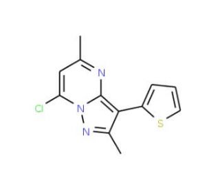 7-Chloro-2,5-dimethyl-3-thiophen-2-yl-pyrazolo[1,5-a]pyrimidine - chemical structure image