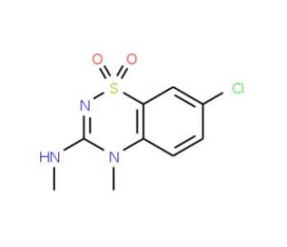 7-Chloro-4-methyl-3-(methylamino)-4H-1,2,4-benzothiadiazin-1,1-dioxide - chemical structure image