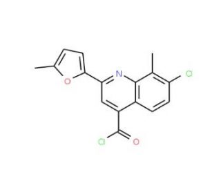 7-chloro-8-methyl-2-(5-methyl-2-furyl)quinoline-4-carbonyl chloride - chemical structure image