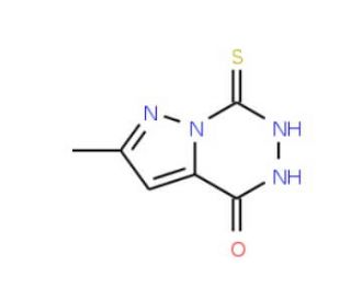 7-Mercapto-2-methyl-5H-pyrazolo[1,5-d][1,2,4]-triazin-4-one - chemical structure image