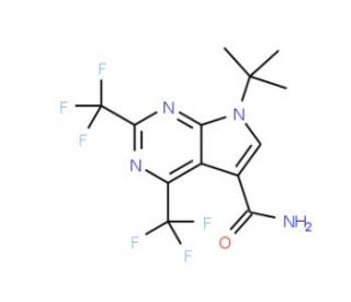 7-(tert-Butyl)-2,4-bis(trifluoromethyl)-7H-pyrrolo[2,3-d]pyrimidine-5-carboxamide - chemical structure image