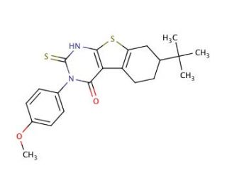 7-tert-Butyl-2-mercapto-3-(4-methoxy-phenyl)-5,6,7,8-tetrahydro-3H-benzo[4,5]thieno[2,3-d]pyrimidin-4-one - chemical structur