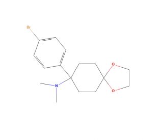 8-(4-Bromophenyl)-N,N-dimethyl-1,4-dioxaspiro[4.5]decan-8-amine (CAS 71368-46-2<br/>) - chemical structure image