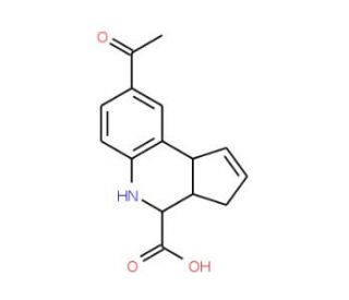8-Acetyl-3a,4,5,9b-tetrahydro-3H-cyclopenta[c]-quinoline-4-carboxylic acid (CAS 312714-12-8) - chemical structure image
