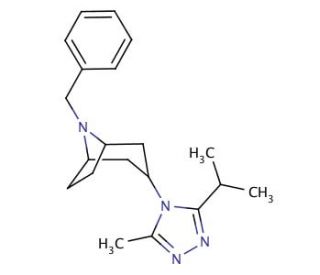 8-Benzyl-3-(3-isopropyl-5-methyl-4H-1,2,4-triazol-4-yl)-exo-8-azabicyclo[3.2.1]octane - chemical structure image
