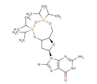 8-Bromo-N9-[3&prime;,5&prime;-O-(1,1,3,3-tetrakis(isopropyl)-1,3-disiloxanediyl)-&beta;-D-2&prime;-deoxyribofuranosyl]guanine - chemical structure i