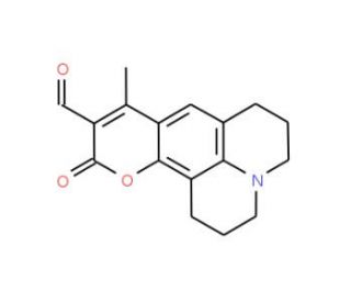 8-Methyl-10-oxo-2,3,5,6-tetrahydro-1H,4H,10H-11-oxa-3a-aza-benzo[de]anthracene-9-carbaldehyde - chemical structure image