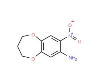 8-nitro-3,4-dihydro-2H-1,5-benzodioxepin-7-amine (CAS 81864-62-2) - chemical structure image