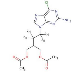 9-(4-Acetoxy-3-acetoxymethylbutyl)-2-amino-6-chloropurine-d4 (CAS 1020718-81-3) - chemical structure image