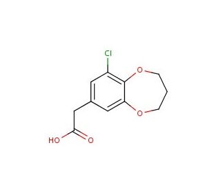 (9-chloro-3,4-dihydro-2H-1,5-benzodioxepin-7-yl)acetic acid - chemical structure image