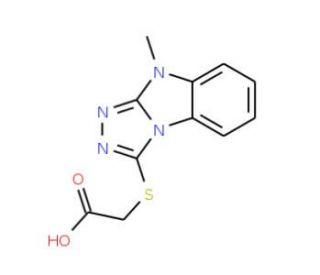 [(9-Methyl-9H-[1,2,4]triazolo[4,3-a]benzimidazol-3-yl)thio]acetic acid - chemical structure image