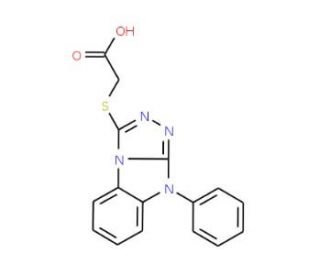 [(9-Phenyl-9H-[1,2,4]triazolo[4,3-a]benzimidazol-3-yl)thio]acetic acid - chemical structure image