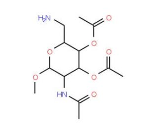 Acetic acid-4-acetoxy-5-acetylamino-2-aminomethyl-6-methoxy-tetrahydro-pyran-3-yl ester - chemical structure image