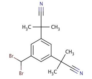 &alpha;,&alpha;,&alpha;&prime;,&alpha;&prime;-Tetramethyl-5-(dibromomethyl)-1,3-benzenediacetonitrile (CAS 1027160-12-8) - chemical structure image