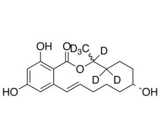 &alpha;-Zearalenol-d7 (CAS 36455-72-8 (unlabeled)) - chemical structure image