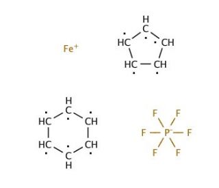 Benzenecyclopentadienyliron(II) hexafluorophosphate (CAS 12176-31-7) - chemical structure image