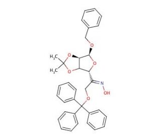 Benzyl 2,3-O-Isopropylidene-6-O-trityl-5-keto-&alpha;-D-mannofuranoside, 5-Oxime (CAS 91364-14-6) - chemical structure image