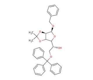 Benzyl 2,3-O-Isopropylidene-6-O-trityl-α-D-mannofuranose (CAS 91364-11-3) - chemical structure image