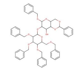 Benzyl 4,6-O-Benzylidene-2-O-(2,3,4,6-tetra-O-benzyl-&alpha;-D-galactopyranosyl)-D-galactopyranoside - chemical structure image