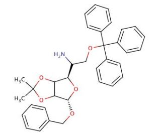 Benzyl 5-Amino-5-R,S-deoxy-2,3-O-isopropylidene-6-O-trityl-&alpha;-D-glucofuranoside - chemical structure image