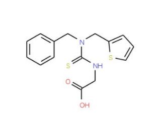 ({[Benzyl(thien-2-ylmethyl)amino]-carbonothioyl}amino)acetic acid - chemical structure image