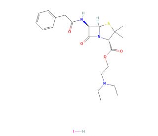 Benzylpenicillin Diethylaminoethyl Ester Hydroiodide (CAS 808-71-9) - chemical structure image
