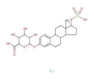 &beta;-Estradiol 3-(&beta;-D-glucuronide) 17-sulfate dipotassium salt (CAS 99156-45-3) - chemical structure image