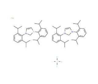 Bis(1,3-bis(2,6-diisopropylphenyl)imidazol-2-ylidene)copper(I) tetrafluoroborate (CAS 886061-48-9) - chemical structure image