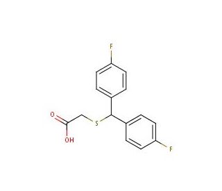 {[bis(4-fluorophenyl)methyl]thio}acetic acid (CAS 90212-81-0) - chemical structure image