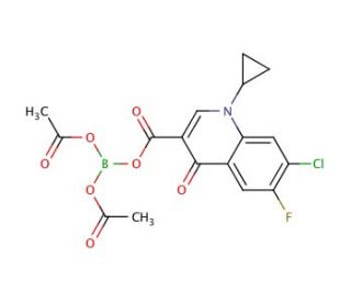 Bis(acetato-O)(7-chloro-1-cyclopropyl-6-fluoro-4-oxo-1,4-dihydroquinoline-3-carboxylato-O3,O4)boron - chemical structure imag