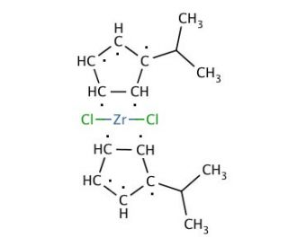 Bis(isopropylcyclopentadienyl)zirconium(IV) dichloride (CAS 58628-40-3) - chemical structure image