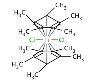 Bis(pentamethylcyclopentadienyl)titanium dichloride (CAS 11136-36-0) - chemical structure image