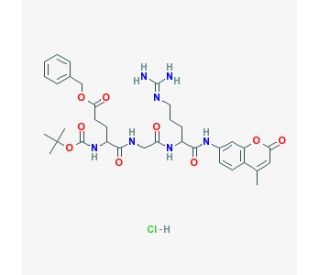 Boc-&gamma;-benzyl-Glu-Gly-Arg-7-amido-4-methylcoumarin hydrochloride (CAS 133448-22-3) - chemical structure image