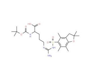 Boc-Nw-(2,2,4,6,7-pentamethyldihydrobenzofuran-5-sulfonyl)-D-arginine (CAS 186698-61-3) - chemical structure image