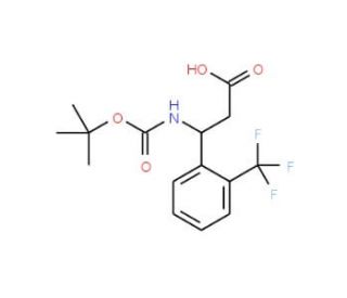 Boc-(R)-3-amino-3-(2-trifluoromethylphenyl)propionic acid (CAS 501015-17-4) - chemical structure image