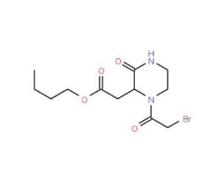 Butyl 2-[1-(2-bromoacetyl)-3-oxo-2-piperazinyl]-acetate - chemical structure image