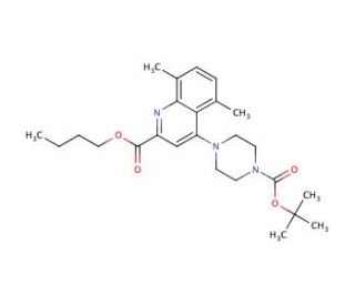 Butyl 4-(4-(tert-butoxycarbonyl)piperazin-1-yl)-5,8-dimethylquinoline-2-carboxylate - chemical structure image