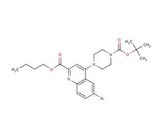 Butyl 4-(4-(tert-butoxycarbonyl)piperazin-1-yl)-6-bromoquinoline-2-carboxylate - chemical structure image