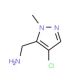 C-(4-Chloro-2-methyl-2H-pyrazol-3-yl)-methylamine - chemical structure image