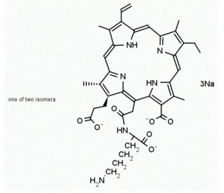 Chlorin e6 monolysine amide trisodium salt (CAS 1354424-49-9) - chemical structure image