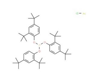 Chloro[tris(2,4-di-tert-butylphenyl)phosphite]gold (CAS 915299-24-0) - chemical structure image