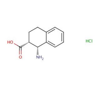 cis-1-amino-1,2,3,4-tetrahydro-2-naphthalenecarboxylic acid hydrochloride (CAS 888323-69-1) - chemical structure image