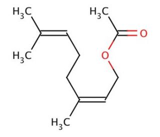 cis-3,7-Dimethyl-2,6-octadien-1-yl acetate (CAS 141-12-8) - chemical structure image