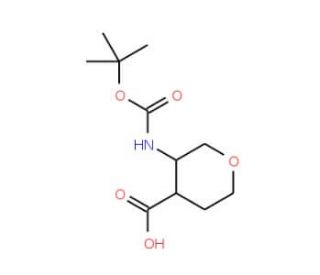cis-3-Boc-amino-tetrahydropyran-4-carboxylic acid (CAS 1006891-33-3) - chemical structure image