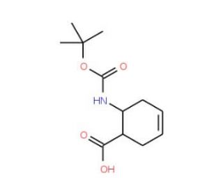 cis-6-tert-Butoxycarbonylamino-cyclohex-3-enecarboxylic acid (CAS 63216-52-4) - chemical structure image