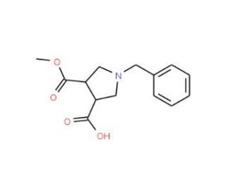 (cis-racemic)-1-Benzylpyrrolidine-3,4-dicarboxylic acid monomethyl ester (CAS 474317-64-1) - chemical structure image