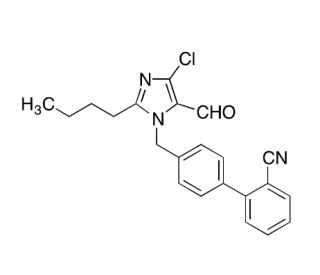 Des[2&prime;-(1H-tetrazol-5-yl)] 2-Cyanolosartan Carboxaldehyde (CAS 124750-67-0) - chemical structure image