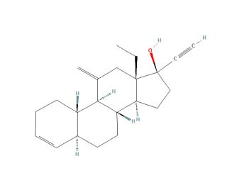 (5&alpha;,17&alpha;)-13-Ethyl-11-methylene-18,19-dinorpregn-3-en-20-yn-17-ol (CAS 201360-82-9) - chemical structure image