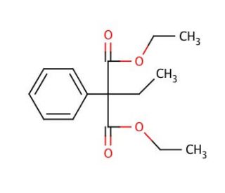Diethyl 2-ethyl-2-phenylmalonate (CAS 76-67-5) - chemical structure image