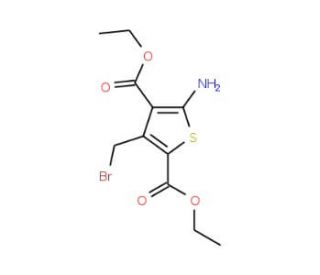 Diethyl 5-amino-3-(bromomethyl)thiophene-2,4-dicarboxylate (CAS 132651-46-8) - chemical structure image
